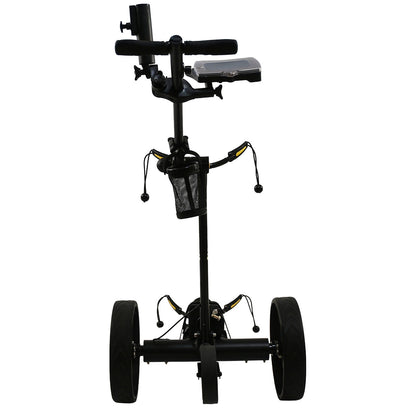 Black golf push cart on a white background