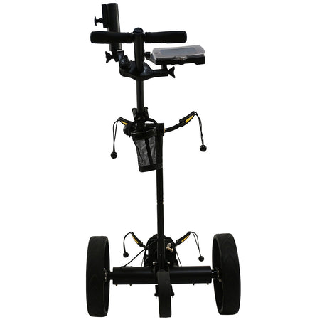 Black golf push cart on a white background