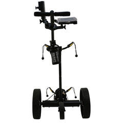 Black golf push cart on a white background
