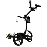 Black golf push cart on a white background