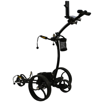 Black golf push cart on a white background