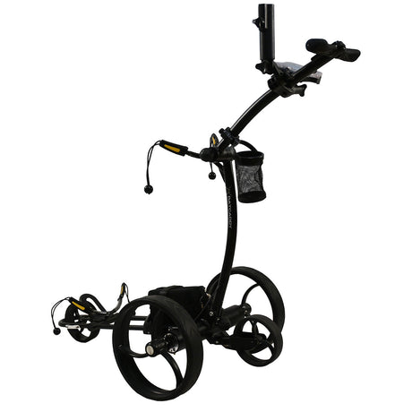 Black golf push cart on a white background