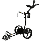 Black golf push cart on a white background