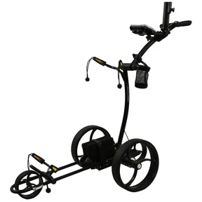 Black golf push cart on a white background