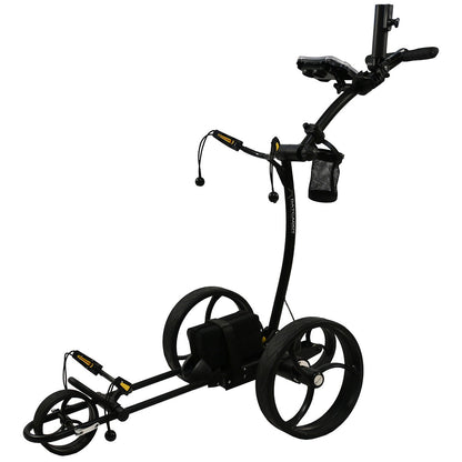 Black golf push cart on a white background