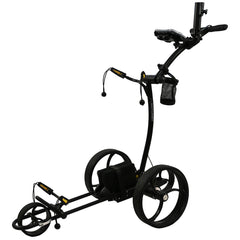 Black golf push cart on a white background