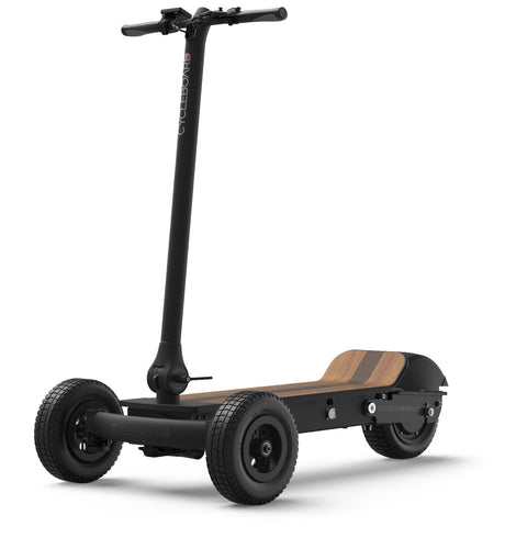 CycleBoard Rover 3-wheel all-terrain electric scooter side view – full suspension stand-up electric scooter with pneumatic tires, 27 mph