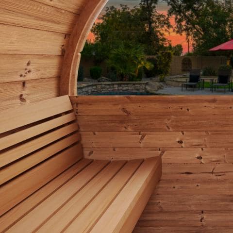 SaunaLife Model E6 Outdoor Barrel Sauna Kit – Ergo Series, Up to 3 Persons, Thermo-Spruce