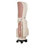 Malbon x Honma pink ivory wheel golf bag