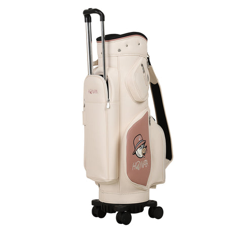Malbon x Honma pink ivory wheel golf bag