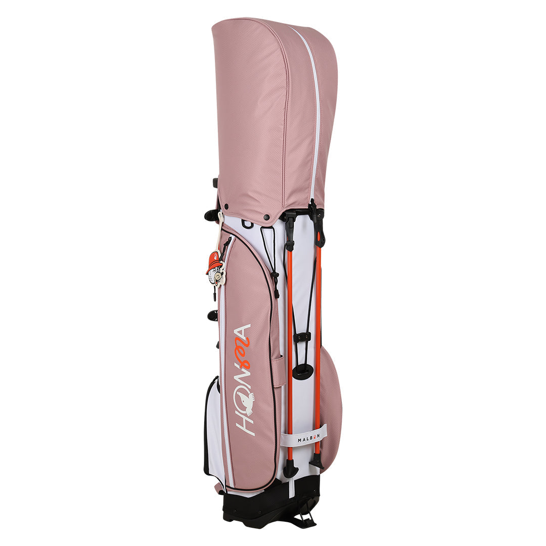 Malbon x Honma pink stand golf bag