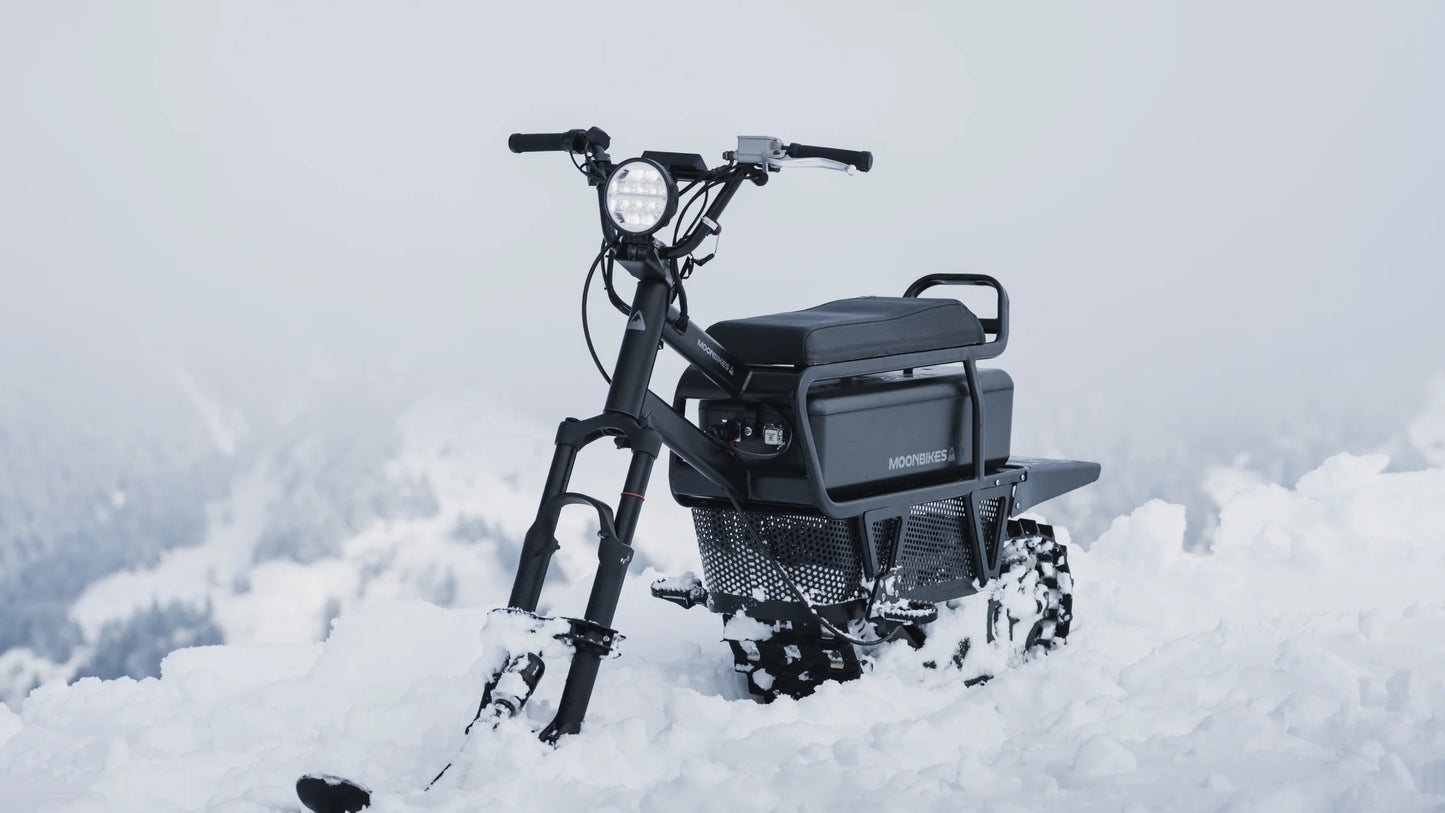 Electric bike with large wheels in the snow