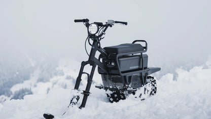 Electric bike with large wheels in the snow