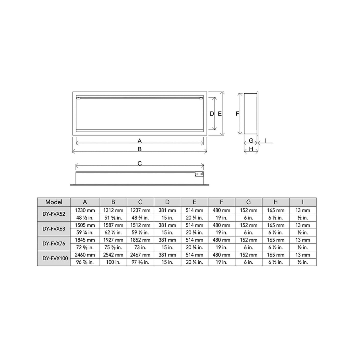 Dynasty Tempo 100" Virtual Linear Electric Fireplace [DY-FVX100]