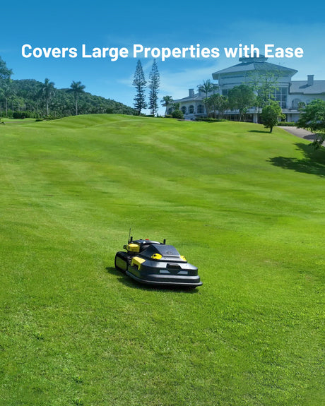Yarbo Lawn Mower Pro climbing a steep grassy slope