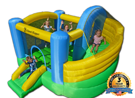 Island Hopper Curved Double Slide inflatable bounce house