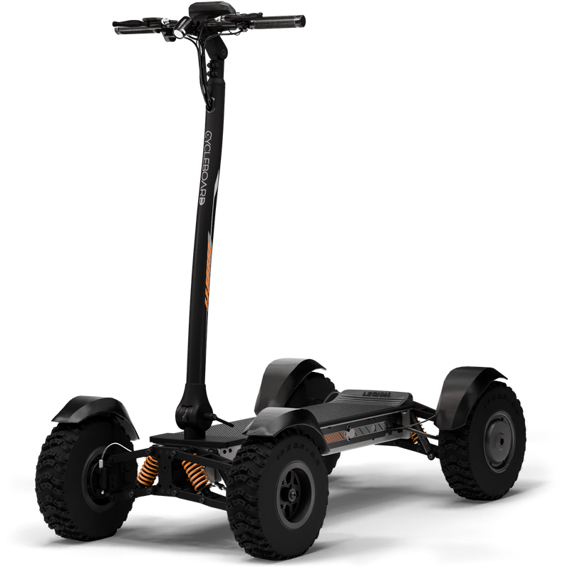 CycleBoard X-Quad 3000 off-road electric scooter side view – 4-wheel independent suspension all-terrain electric scooter