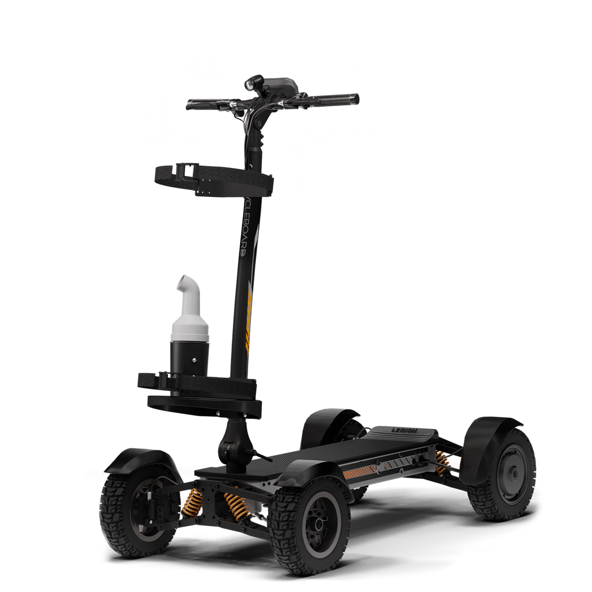 CycleBoard X-Quad 3000 Golf front angle – four-wheel independent suspension turf-friendly electric golf vehicle