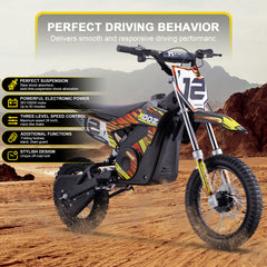 MotoTec 36V 1000W Electric Dirt Bike HP112E – Adjustable 6-18 MPH