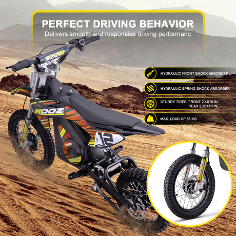 MotoTec 36V 1000W Electric Dirt Bike HP112E – Adjustable 6-18 MPH