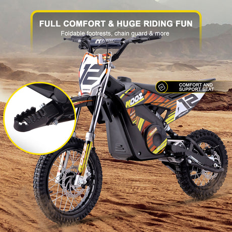 MotoTec 36V 1000W Electric Dirt Bike HP112E – Adjustable 6-18 MPH
