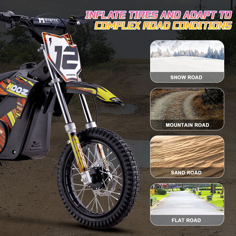 MotoTec 36V 1000W Electric Dirt Bike HP112E – Adjustable 6-18 MPH
