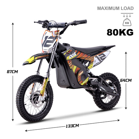 MotoTec 36V 1000W Electric Dirt Bike HP112E – Adjustable 6-18 MPH