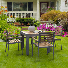 Modern teak aluminum outdoor dining table