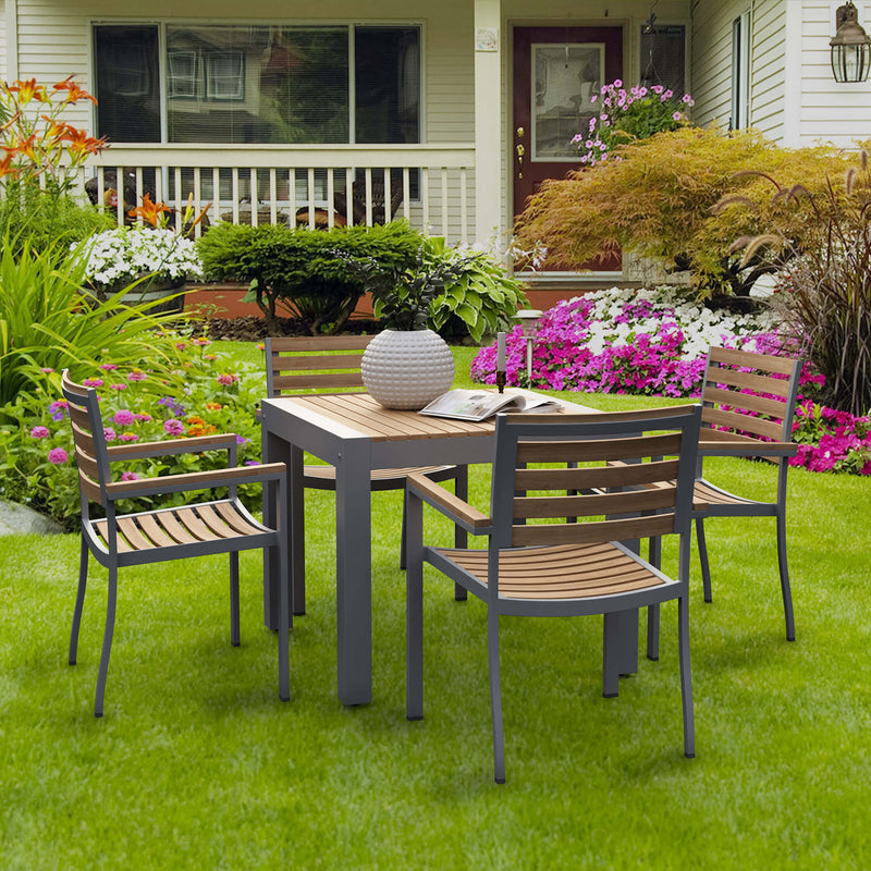Modern teak aluminum outdoor dining table