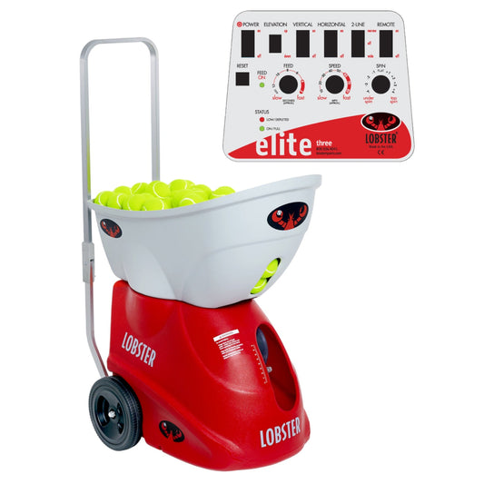 Lobster Sports Elite Three Tennis Ball Machine – Triple Oscillation & 2-Line Drills