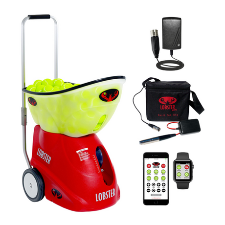 Lobster Sports Elite Grand Four Tennis Ball Machine – Digital Training Partner with 6 Drills
