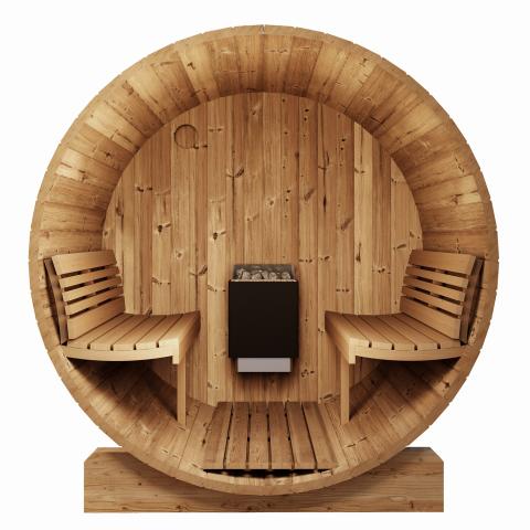 SaunaLife Model E6 Outdoor Barrel Sauna Kit – Ergo Series, Up to 3 Persons, Thermo-Spruce