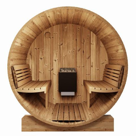 SaunaLife Model E6 Outdoor Barrel Sauna Kit – Ergo Series, Up to 3 Persons, Thermo-Spruce