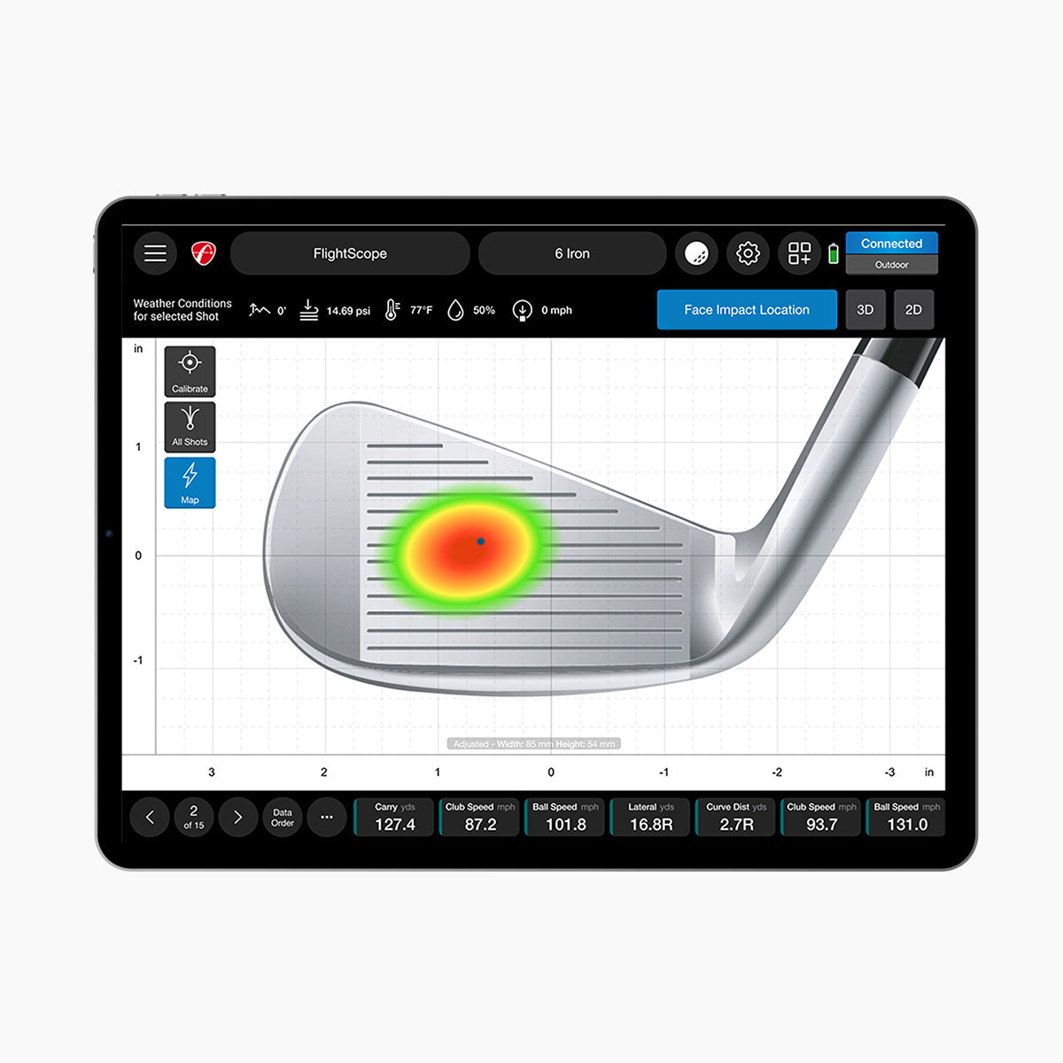 FlightScope Face Impact Location for Mevo
