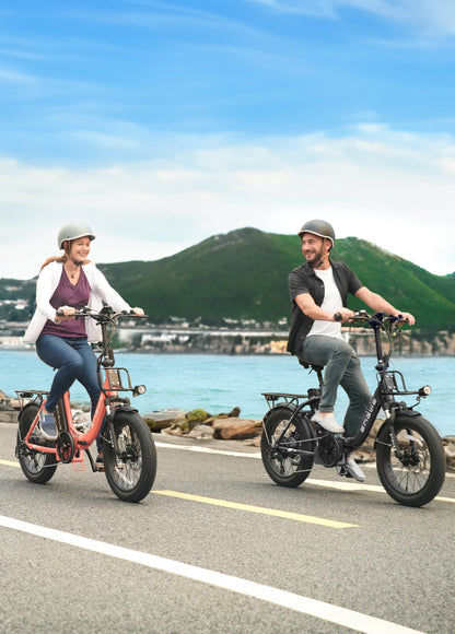 "Engwe L20 2.0 step-through e-bike parked on urban sidewalk"  

