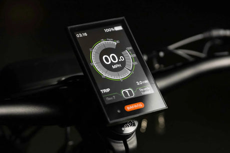 "Full-color LCD display on Rambo Rebel 2.0 SS showing speed and power"

