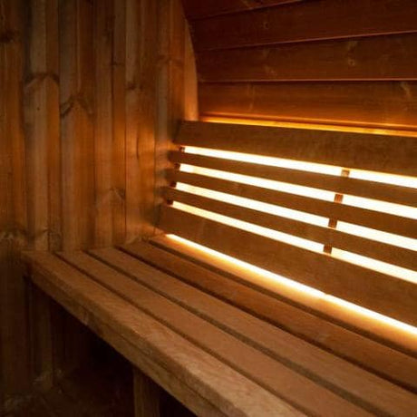 SaunaLife Model E6 Outdoor Barrel Sauna Kit – Ergo Series, Up to 3 Persons, Thermo-Spruce