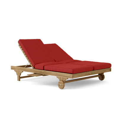 Anderson Teak BEL-AIR Double Sun Lounger – Solid Teak, Dual Position Seating, Slide-Out Trays
