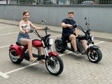 SoverSky M5 chopper scooter in black on city street

