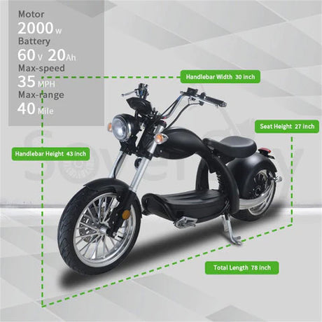 SoverSky M5 Lithium Chopper Fat Tire Scooter - 2000W Powerhouse for Urban & Off-Road