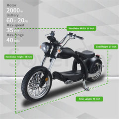 SoverSky M5 Lithium Chopper Fat Tire Scooter - 2000W Powerhouse for Urban & Off-Road