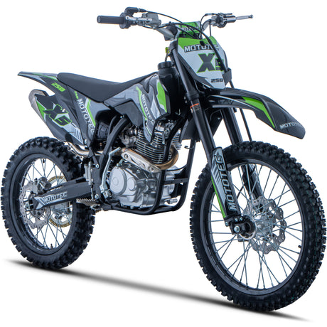 – MotoTec X5 250cc gas dirt bike, Chromoly frame.