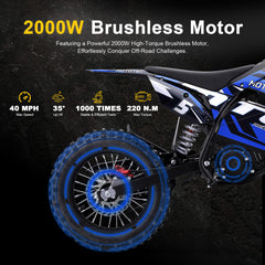 MotoTec 60V 2000W Pro Electric Dirt Bike Lithium HP115E – 40 MPH