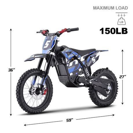 MotoTec 60V 2000W Pro Electric Dirt Bike Lithium HP115E – 40 MPH