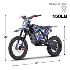 MotoTec 60V 2000W Pro Electric Dirt Bike Lithium HP115E – 40 MPH