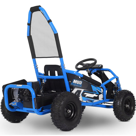 Rear view of MotoTec Mud Monster Go-Kart showcasing pneumatic tires and hydraulic shock