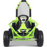 Close-up of MotoTec Mud Monster’s roll cage and adjustable seat in green