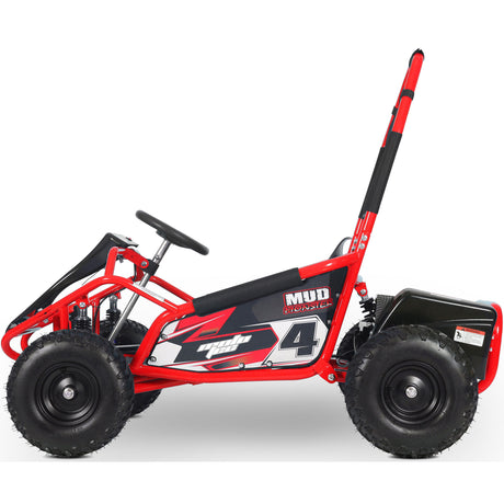 MotoTec Mud Monster Go-Kart in red highlighting full suspension system