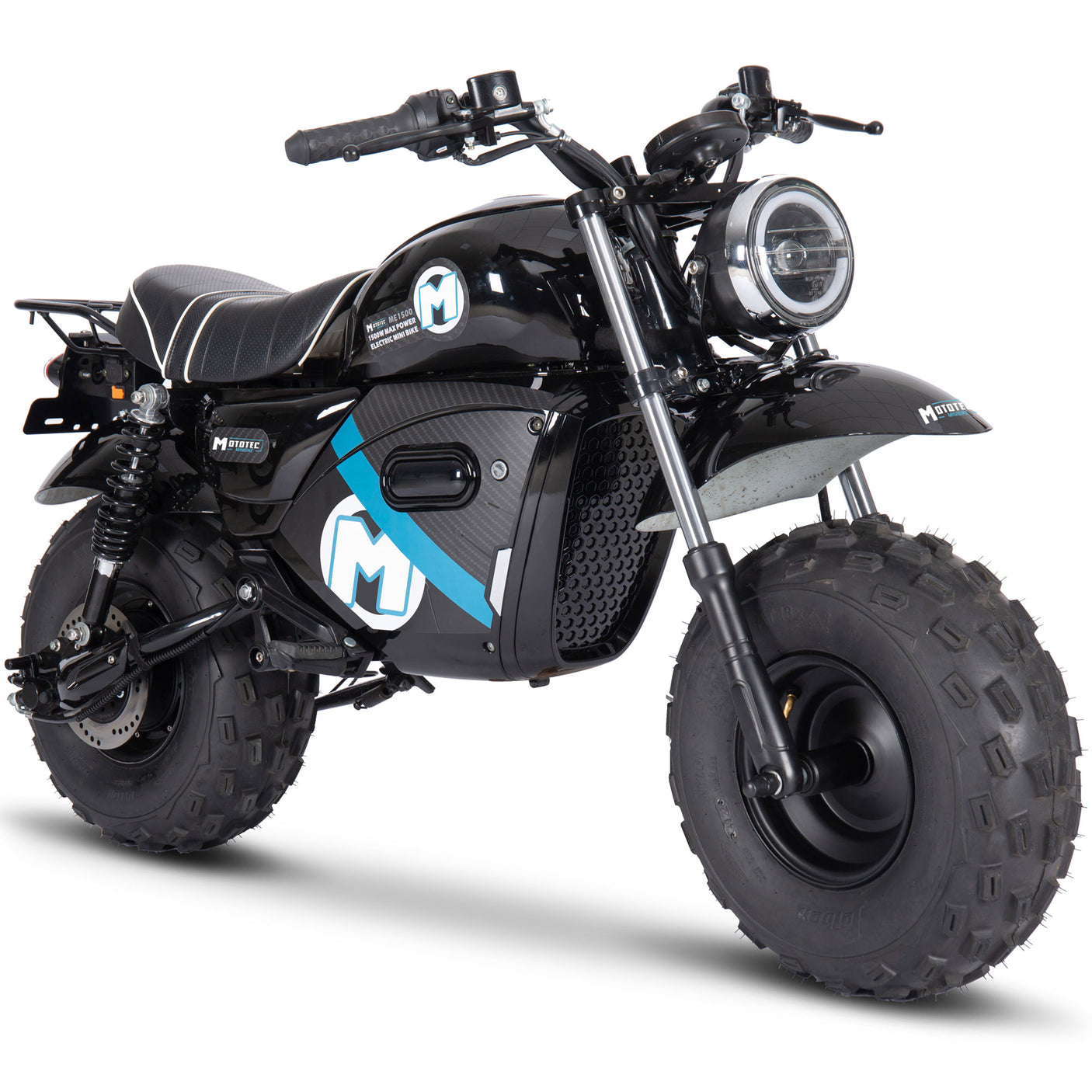 MotoTec 60 V 1500 W Electric-Powered Mini Bike – Black Retro Design with Modern Safety