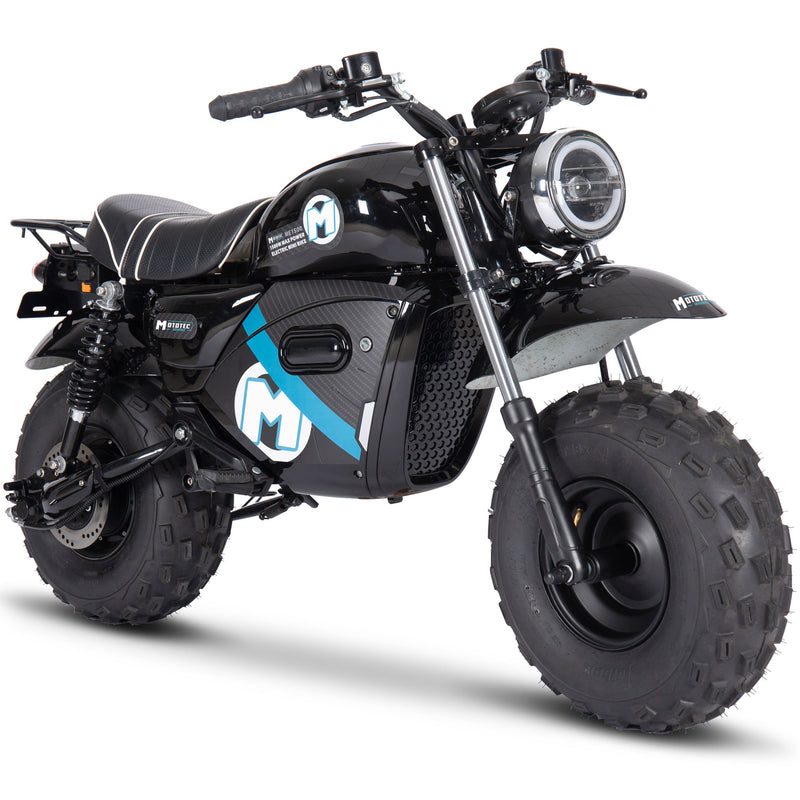 MotoTec 60 V 1500 W Electric-Powered Mini Bike – Black Retro Design with Modern Safety